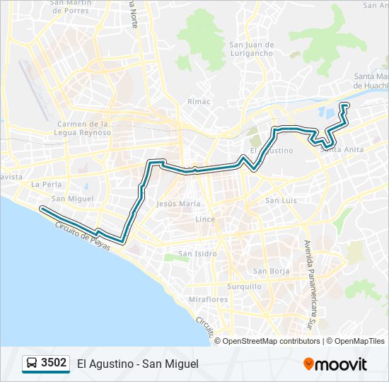 Mapa de 3502 de autobús