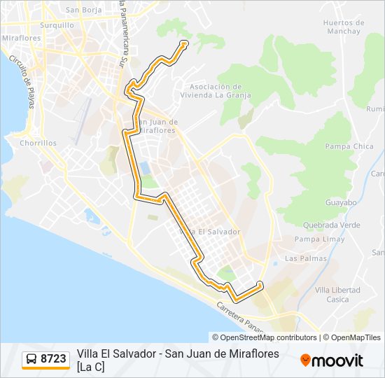 Mapa de 8723 de autobús