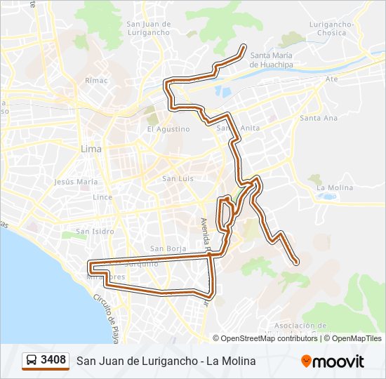 Mapa de 3408 de autobús