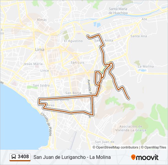 Mapa de 3408 de autobús