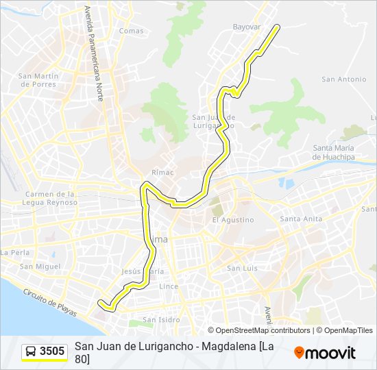 Mapa de 3505 de autobús