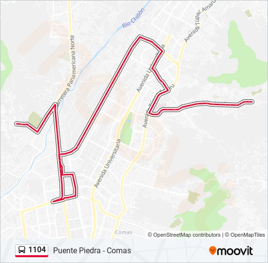 Mapa de 1104 de autobús