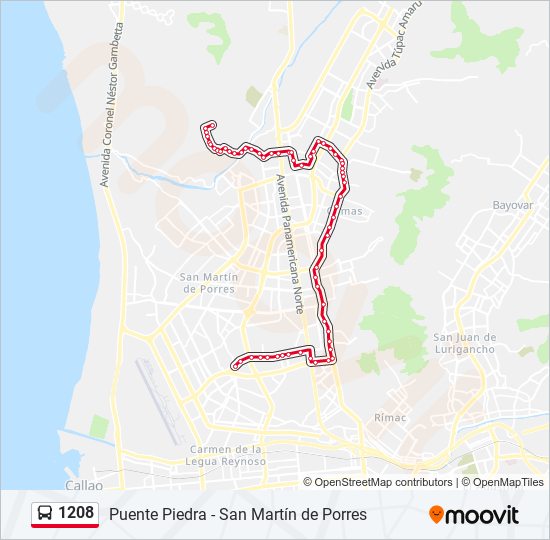 Mapa de 1208 de autobús