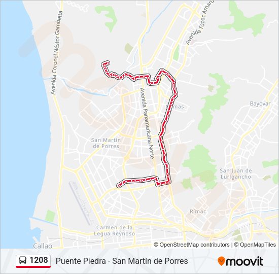 Mapa de 1208 de autobús