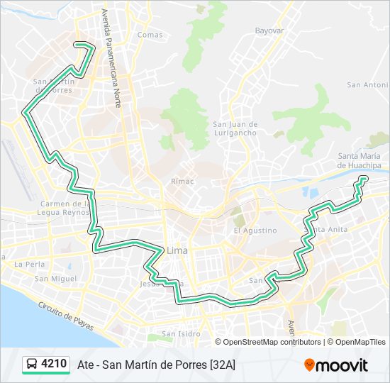 Mapa de 4210 de autobús