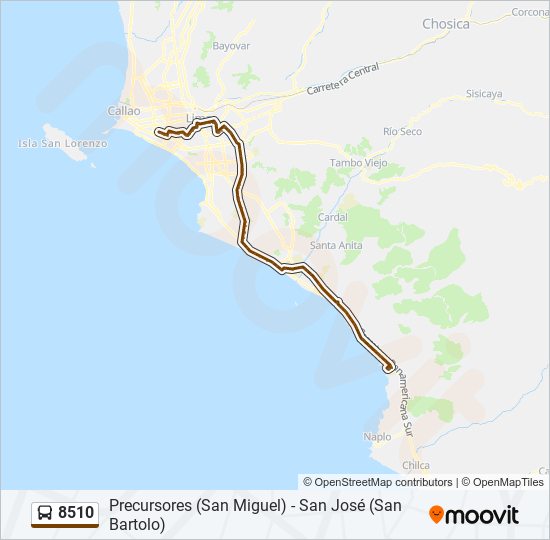 Mapa de 8510 de autobús