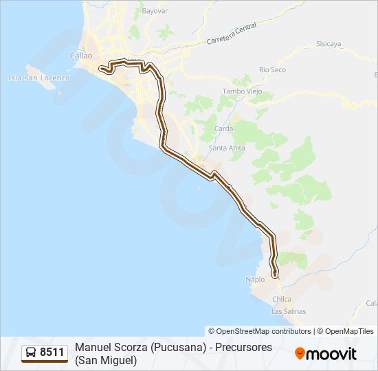 Mapa de 8511 de autobús