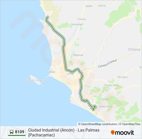 Mapa de 8109 de autobús