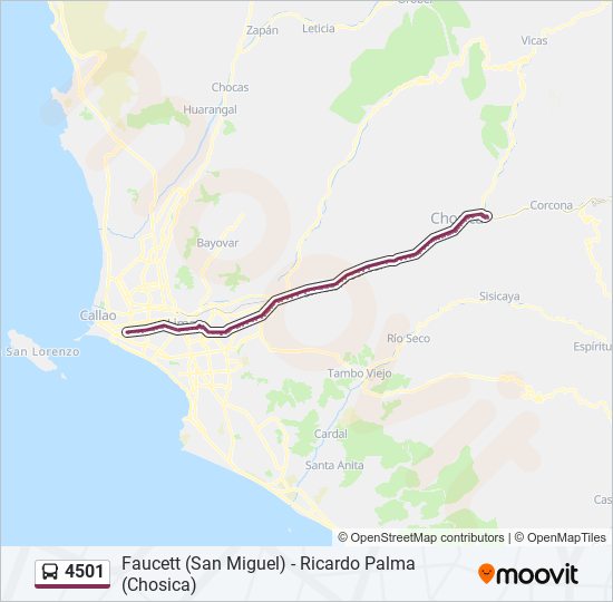 Mapa de 4501 de autobús