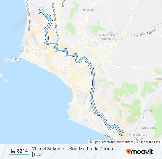 Mapa de 8214 de autobús