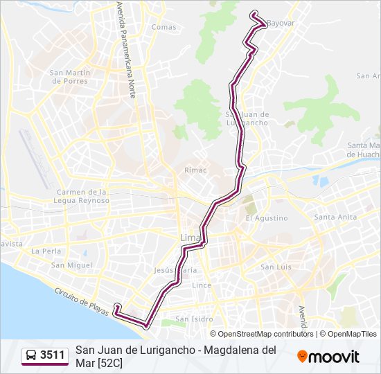 Mapa de 3511 de autobús