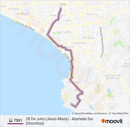 Mapa de 7501 de autobús