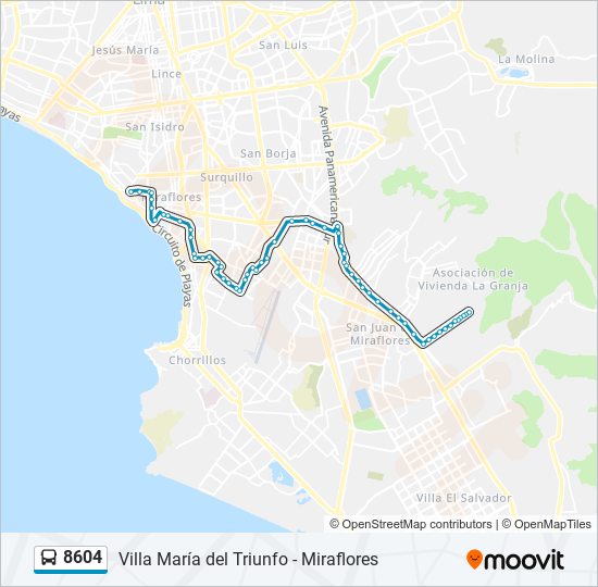 Mapa de 8604 de autobús