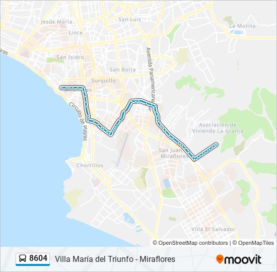 Mapa de 8604 de autobús