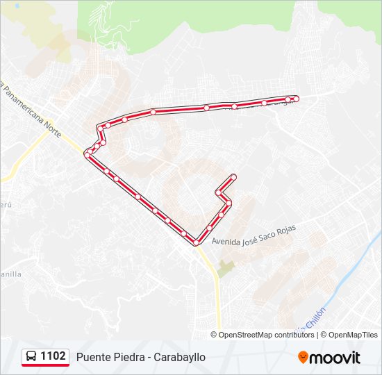 Mapa de 1102 de autobús