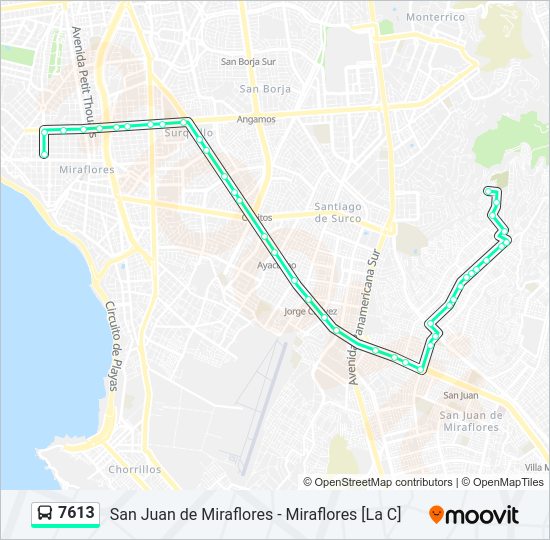 Mapa de 7613 de autobús