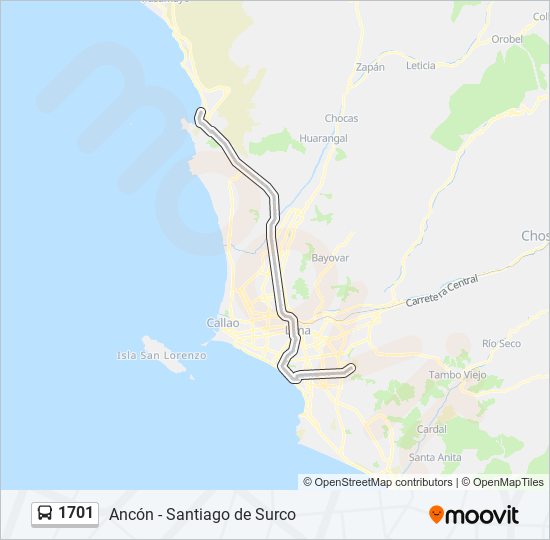 Mapa de 1701 de autobús