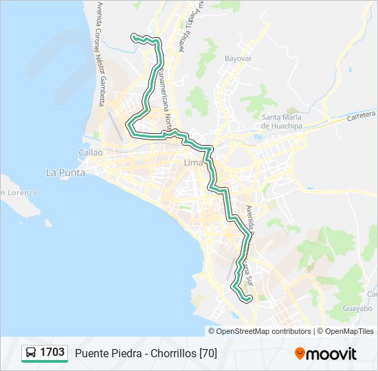 Mapa de 1703 de autobús