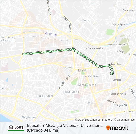 Mapa de 5601 de autobús