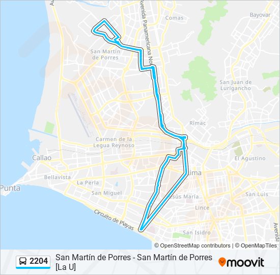 Mapa de 2204 de autobús