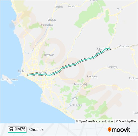 Mapa de OM75 de autobús