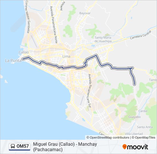 OM57 bus Line Map
