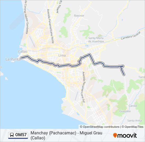 OM57 bus Line Map