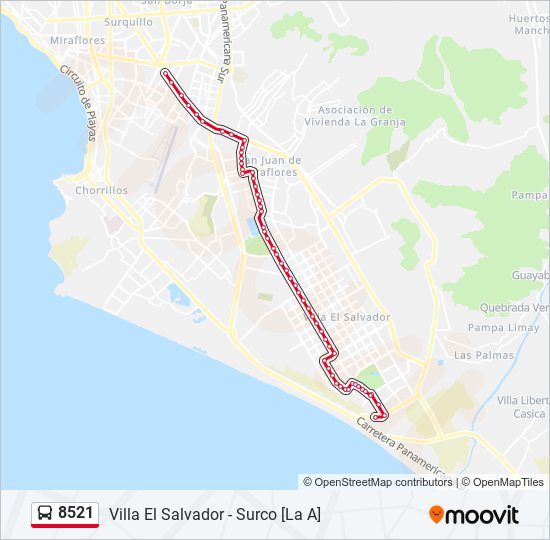 Mapa de 8521 de autobús
