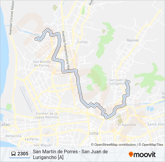 Mapa de 2305 de autobús