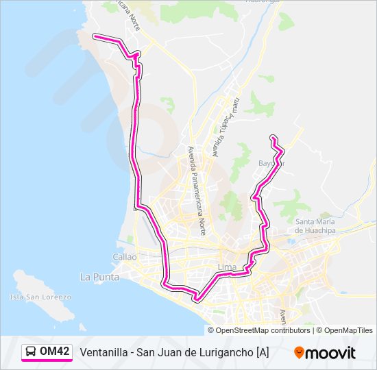 Mapa de OM42 de autobús