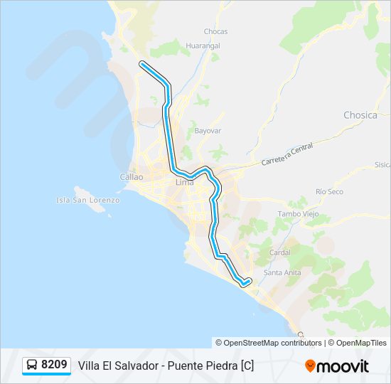 Mapa de 8209 de autobús