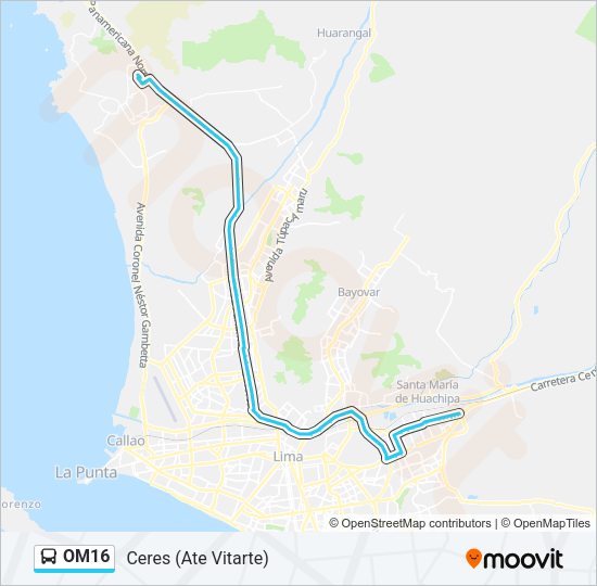 Mapa de OM16 de autobús