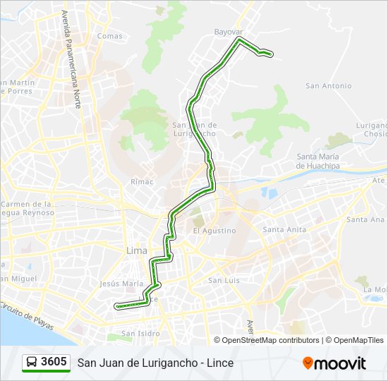 Mapa de 3605 de autobús