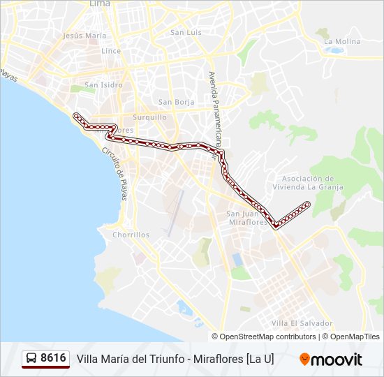 Mapa de 8616 de autobús