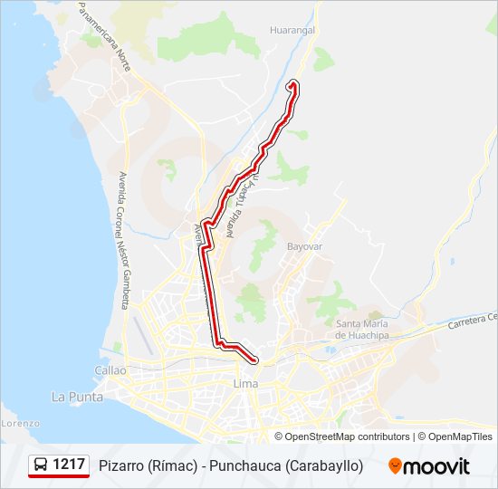 Mapa de 1217 de autobús