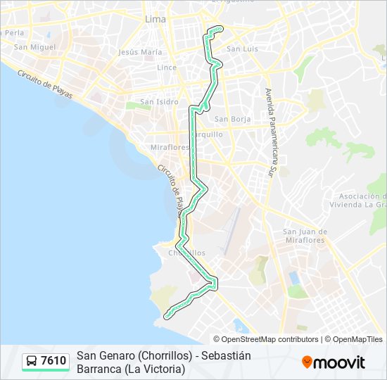 Mapa de 7610 de autobús