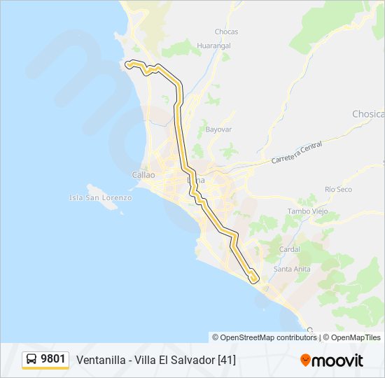 Mapa de 9801 de autobús