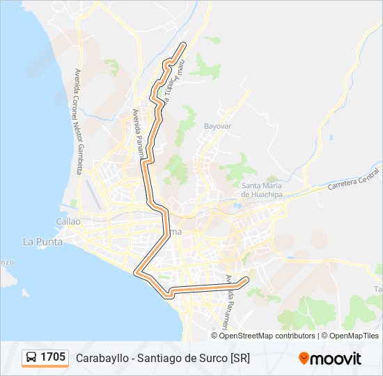 Mapa de 1705 de autobús