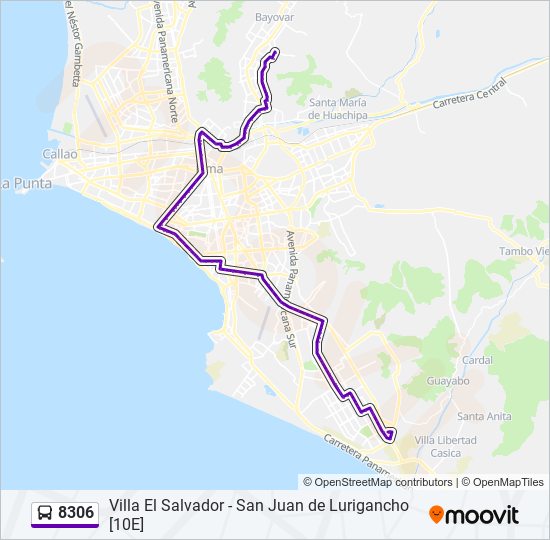 Mapa de 8306 de autobús