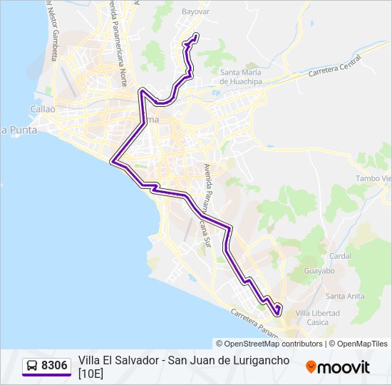 Mapa de 8306 de autobús