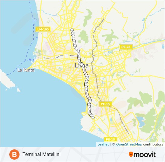 Ruta B: Horarios, Paradas Y Mapas - Terminal Matellini