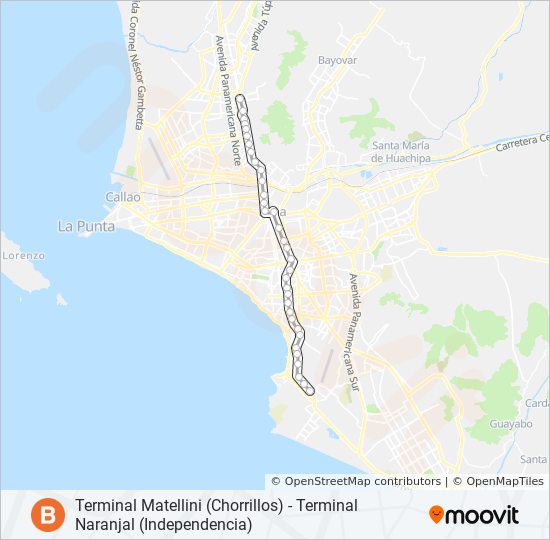 Ruta B: Horarios, Paradas Y Mapas - Terminal Matellini (Chorrillos ...