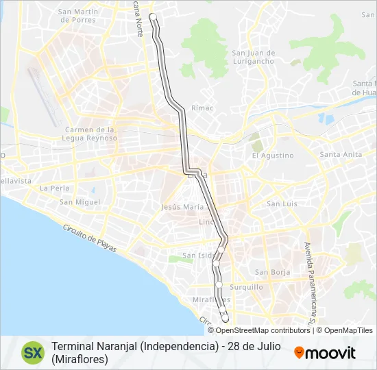 SX Bus Line Map