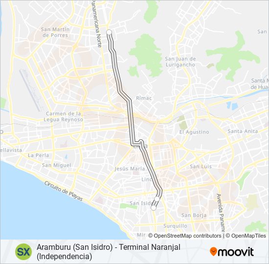 Mapa de SX de autobús