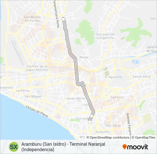 SX Bus Line Map