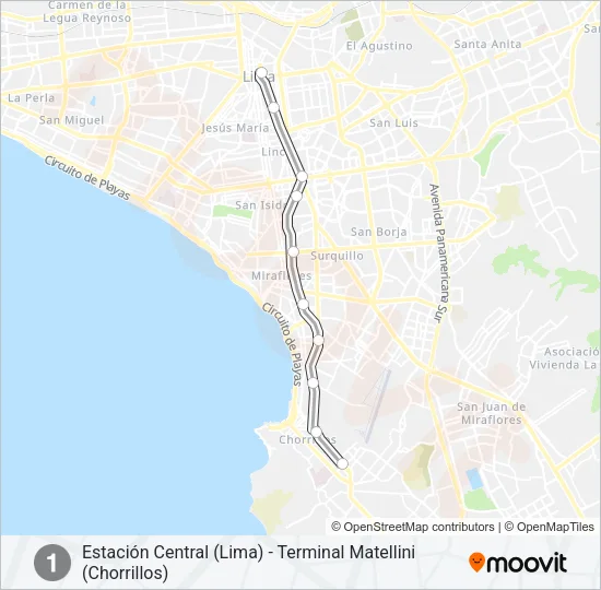 EX1 Bus Line Map