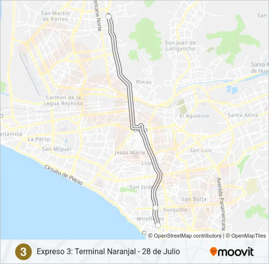 EX3 Bus Line Map