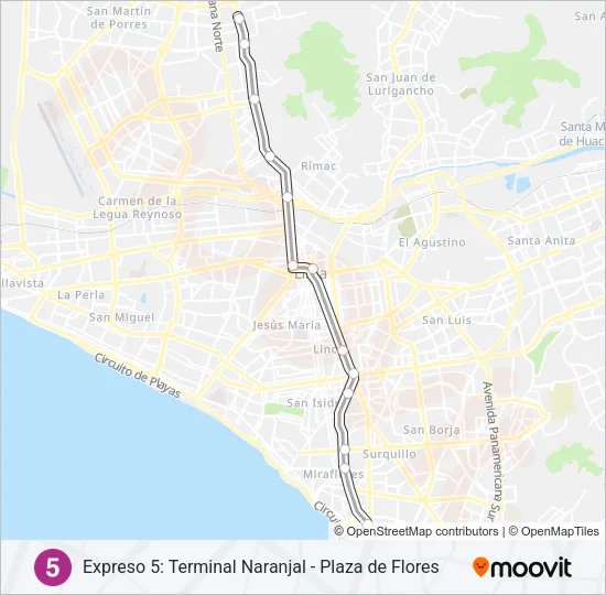 EX5 Bus Line Map