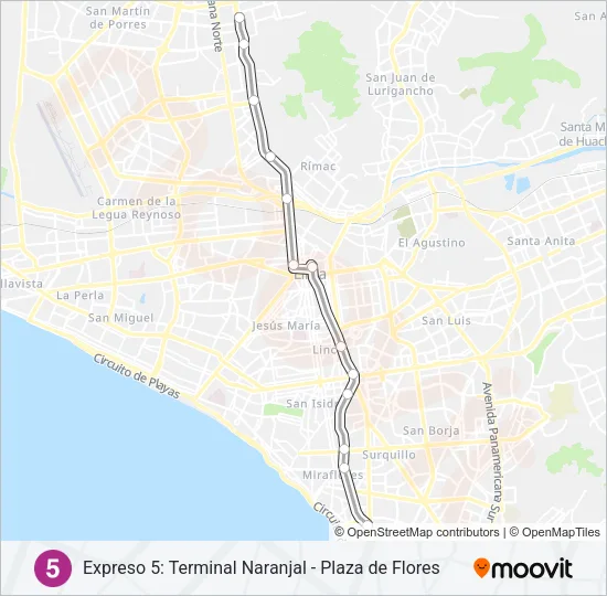 EX5 Bus Line Map