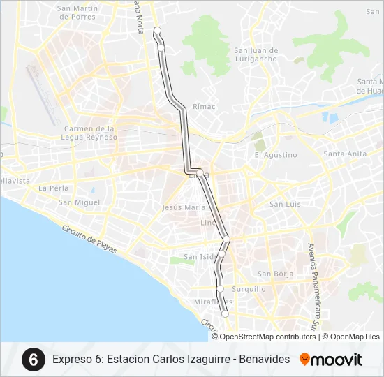 EX6 Bus Line Map